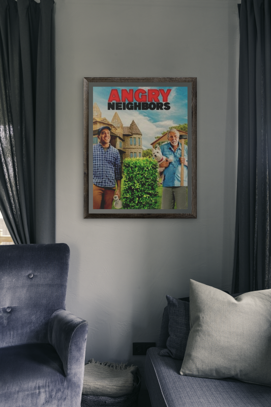 Angry Neighbors Wooden Framed Poster