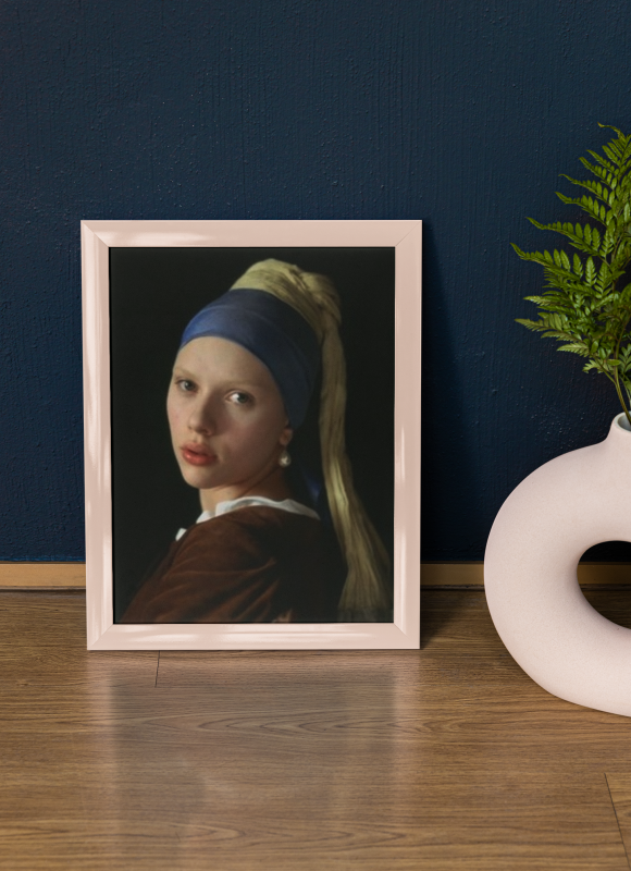 Girl with a Pearl Earring Wooden Framed Poster